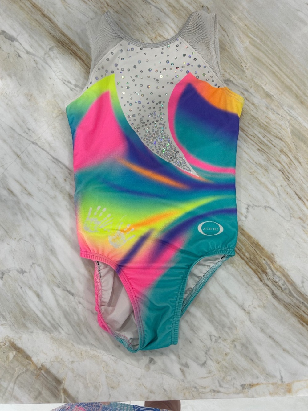 Ozone Chalk Warrior EUC  child large leotard gymnastics